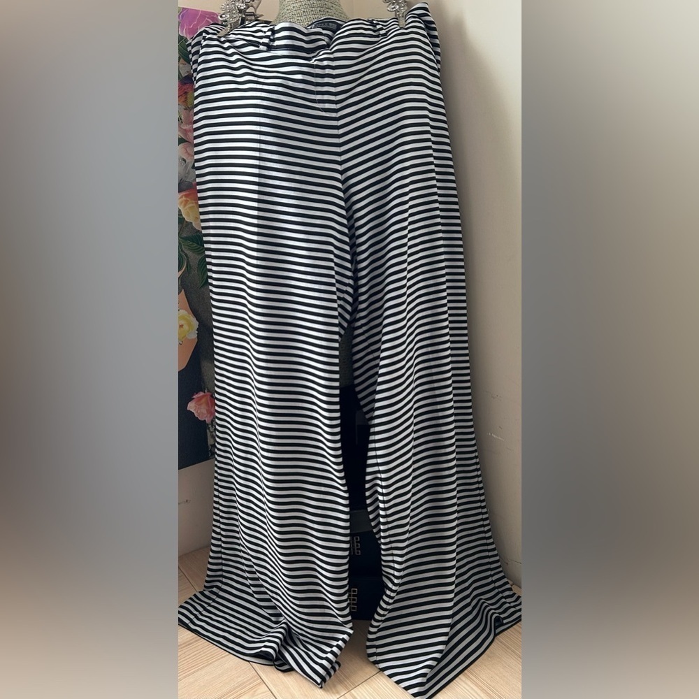 7TH AVE STRIPED WIDE LEG PANTS. GREY/BLACK 20. WRINKLE RESISTANT, POLISHED LOOK - Picture 9 of 11